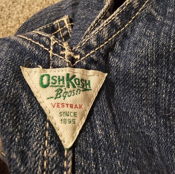 OshKosh B'Gosh Vintage Denim Vestbak Short Overalls Kids Size 12 months - Picture 3 of 10